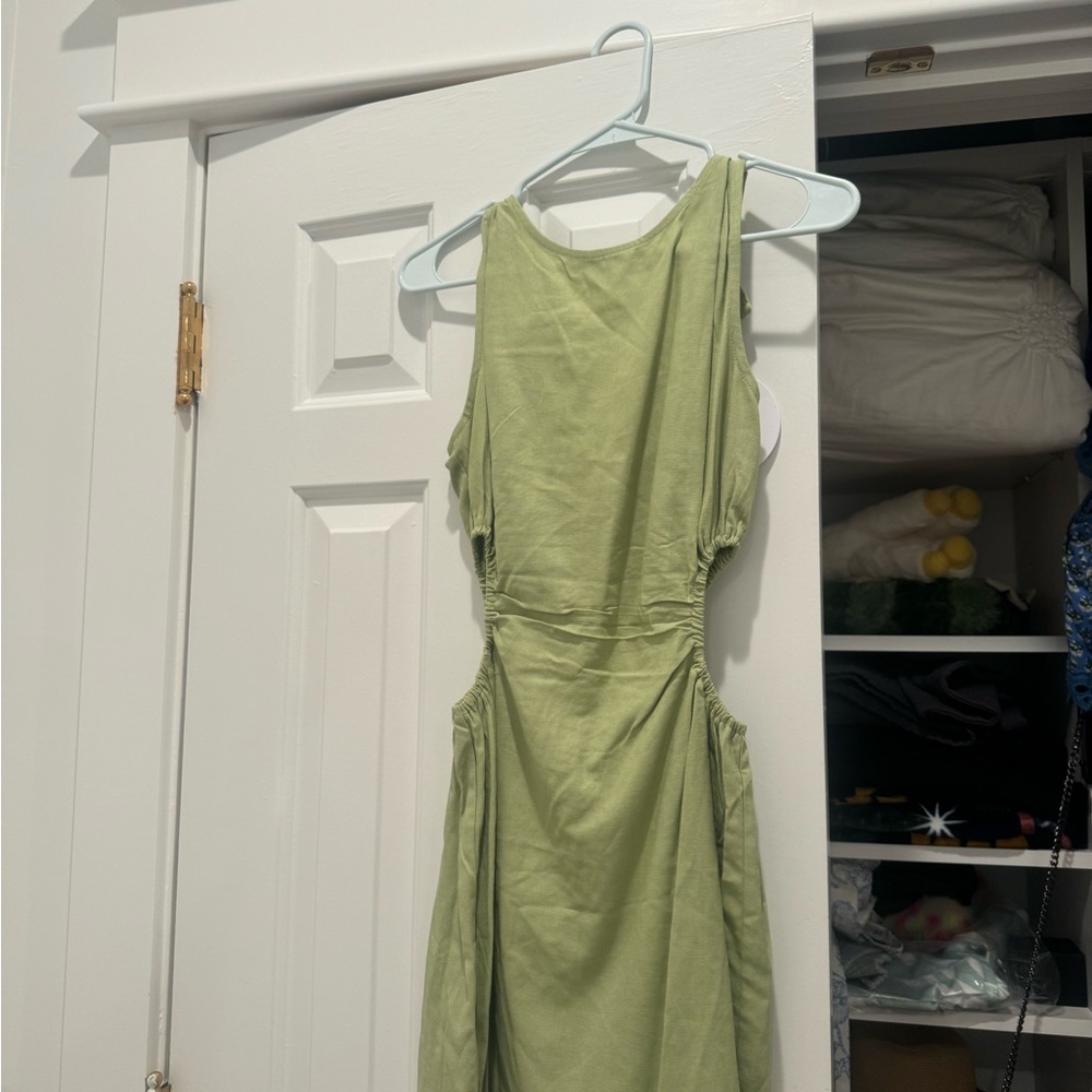 Princess Polly Green Ruched Halter Dress